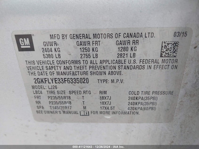 2015 GMC TERRAIN SLT-2 - 2GKFLYE33F6335020