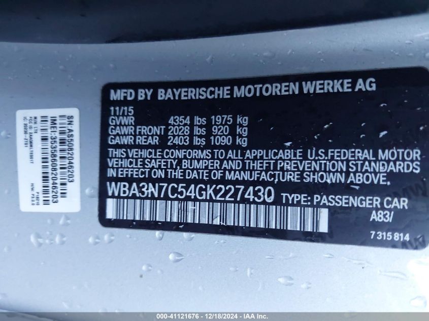 VIN WBA3N7C54GK227430 2016 BMW 4 Series, 428I no.9