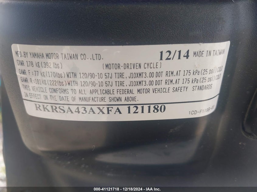 2015 YAMAHA YW50 F - RKRSA43AXFA121180