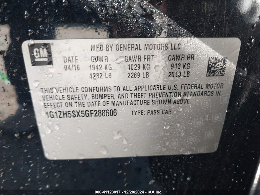 2016 CHEVROLET MALIBU PREMIER - 1G1ZH5SX5GF288606