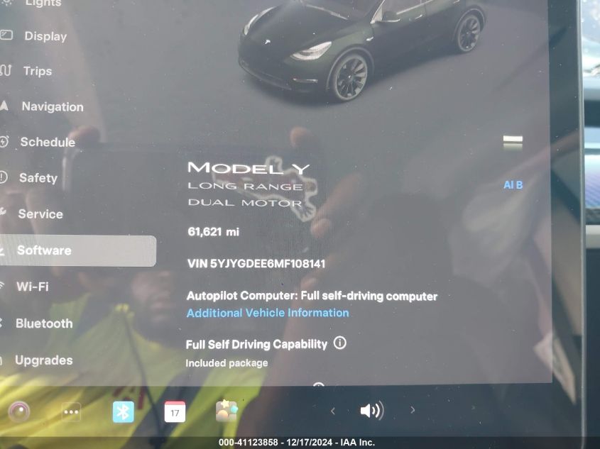 2021 Tesla Model Y Long Range Dual Motor All-Wheel Drive VIN: 5YJYGDEE6MF108141 Lot: 41123858