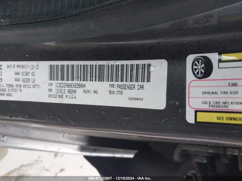 2014 DODGE AVENGER VIN: 1C3CDZAB0EN228004