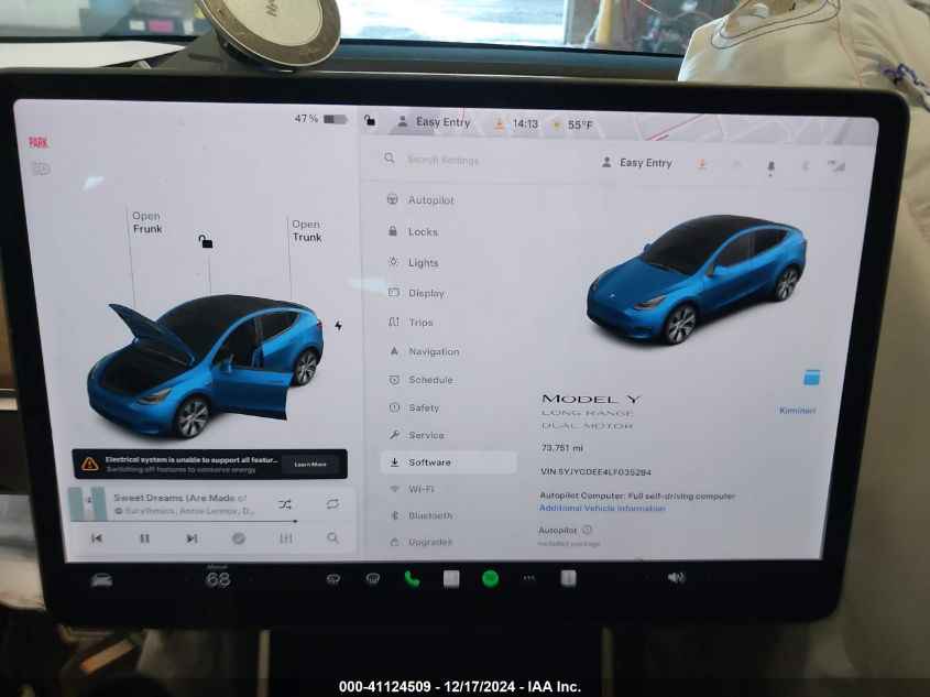 2020 Tesla Model Y Long Range Dual Motor All-Wheel Drive VIN: 5YJYGDEE4LF035284 Lot: 41124509