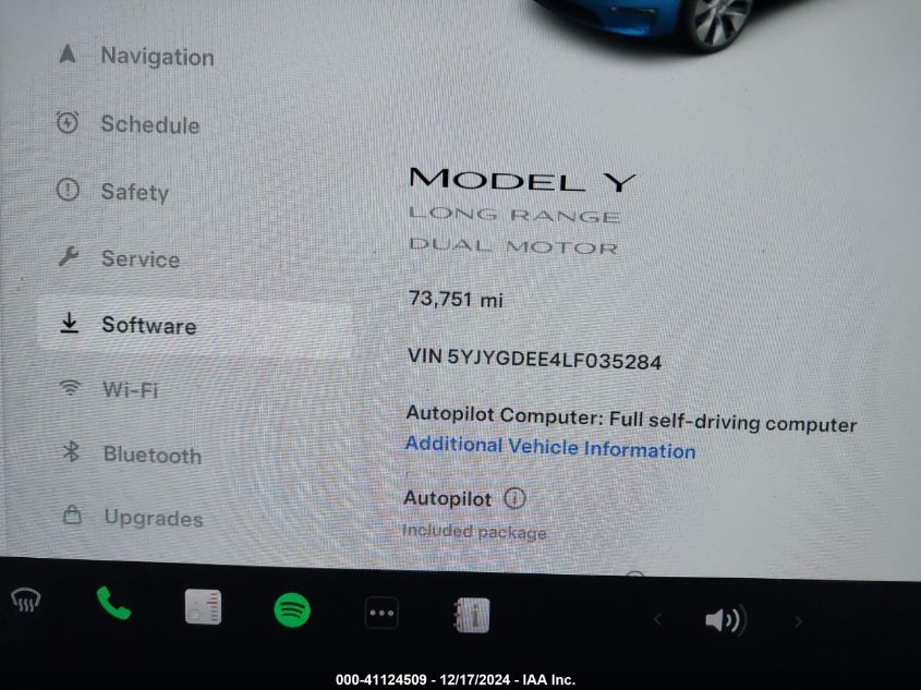 2020 Tesla Model Y Long Range Dual Motor All-Wheel Drive VIN: 5YJYGDEE4LF035284 Lot: 41124509