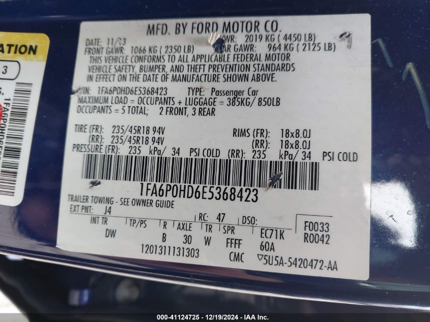 VIN 1FA6P0HD6E5368423 2014 Ford Fusion, SE no.9