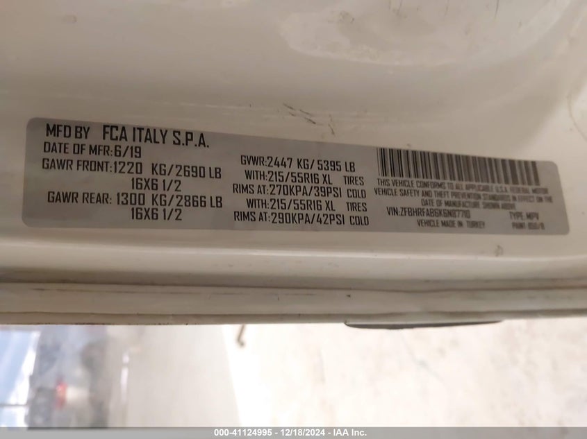 2019 RAM PROMASTER CITY TRADESMAN - ZFBHRFAB6K6N87710