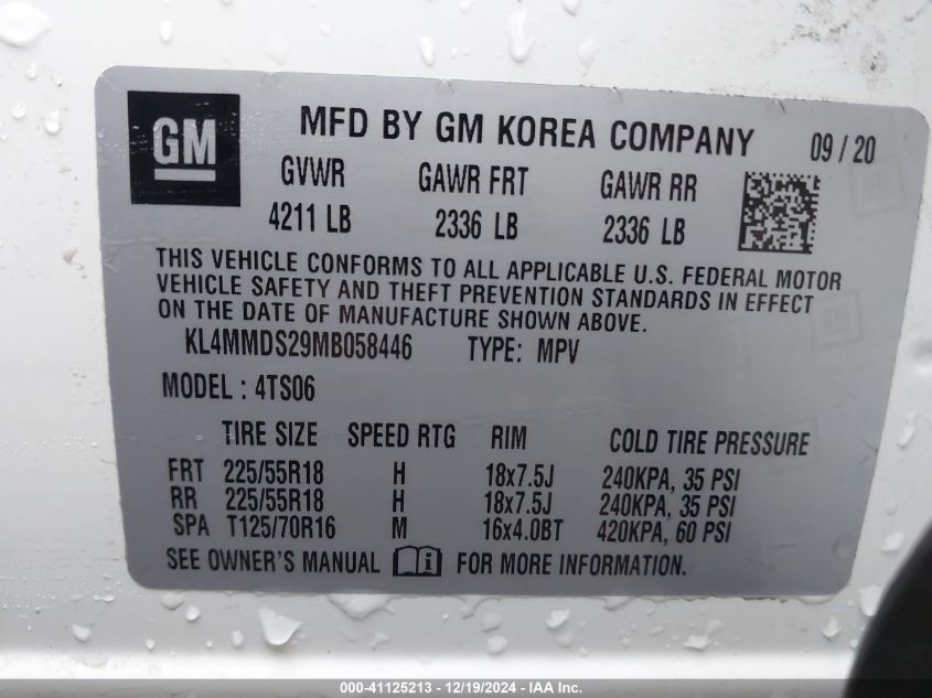 VIN KL4MMDS29MB058446 2021 Buick Encore, GX Fwd Select no.9