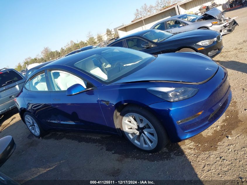 2022 Tesla Model 3 Long Range Dual Motor All-Wheel Drive VIN: 5YJ3E1EB5NF204705 Lot: 41125511