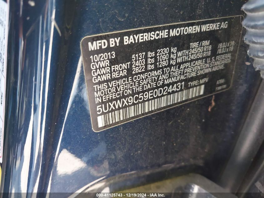 VIN 5UXWX9C59E0D24431 2014 BMW X3, Xdrive28I no.9