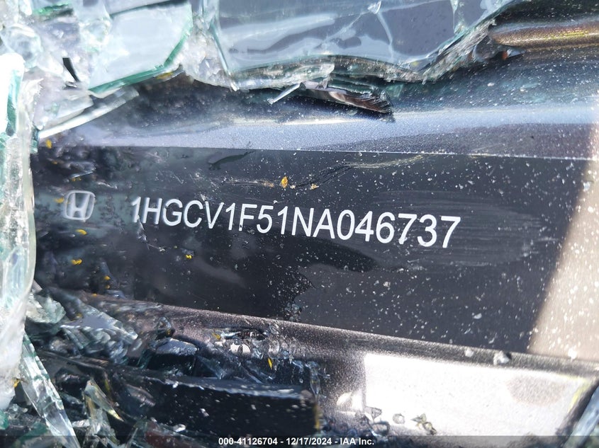 2022 HONDA ACCORD VIN: 1HGCV1F51NA046737