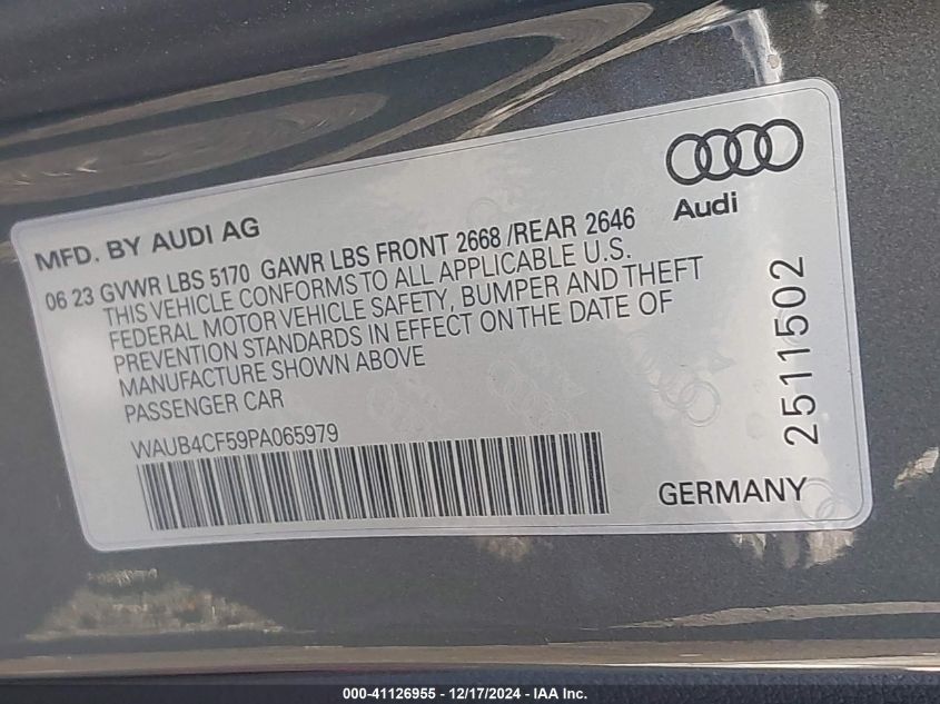 VIN WAUB4CF59PA065979 2023 AUDI S5 SPORTBACK no.9