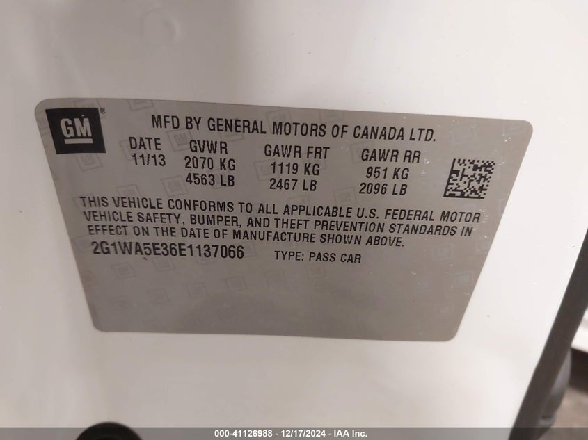 2014 CHEVROLET IMPALA LIMITED LS - 2G1WA5E36E1137066