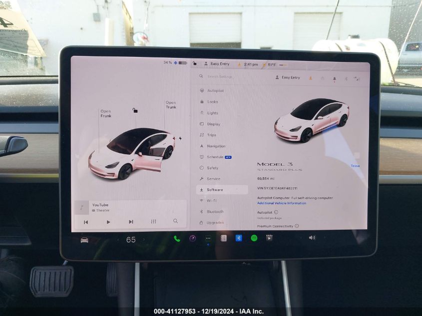 2019 TESLA MODEL 3 LONG RANGE/MID RANGE/STANDARD RANGE/STANDARD RANGE PLUS - 5YJ3E1EA9KF483711