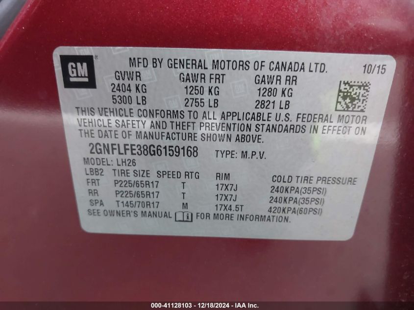 VIN 2GNFLFE38G6159168 2016 CHEVROLET EQUINOX no.9