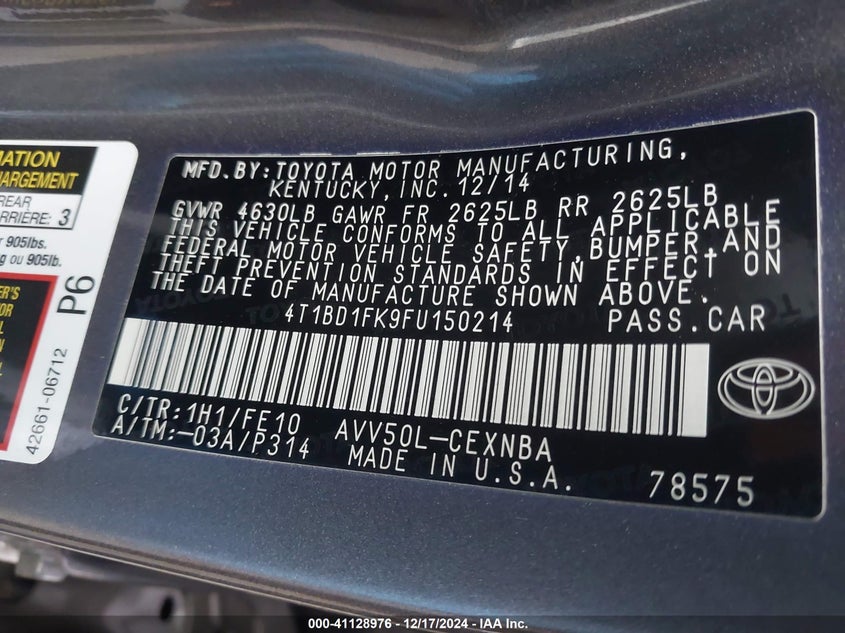 2015 TOYOTA CAMRY HYBRID LE - 4T1BD1FK9FU150214