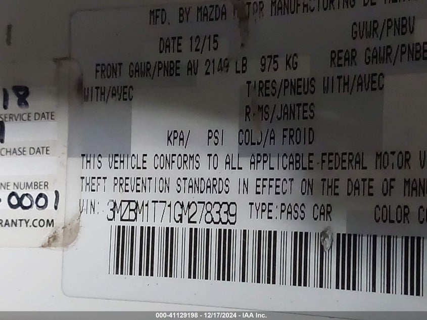 2016 MAZDA MAZDA3 I SPORT - 3MZBM1T71GM278339