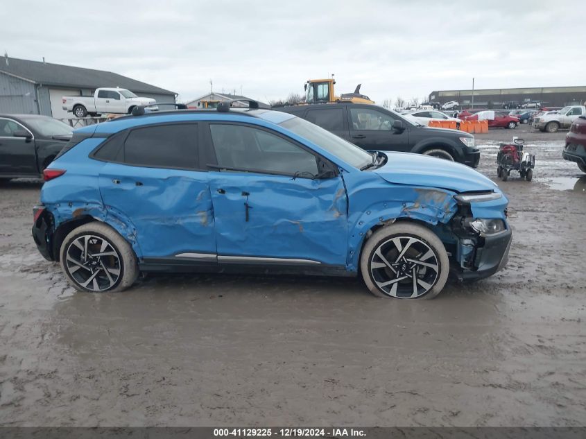 2022 Hyundai Kona Limited VIN: KM8K53A33NU789082 Lot: 41129225