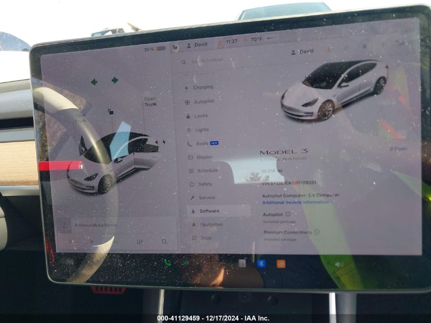 2018 TESLA MODEL 3 VIN: 5YJ3E1EA0JF008351
