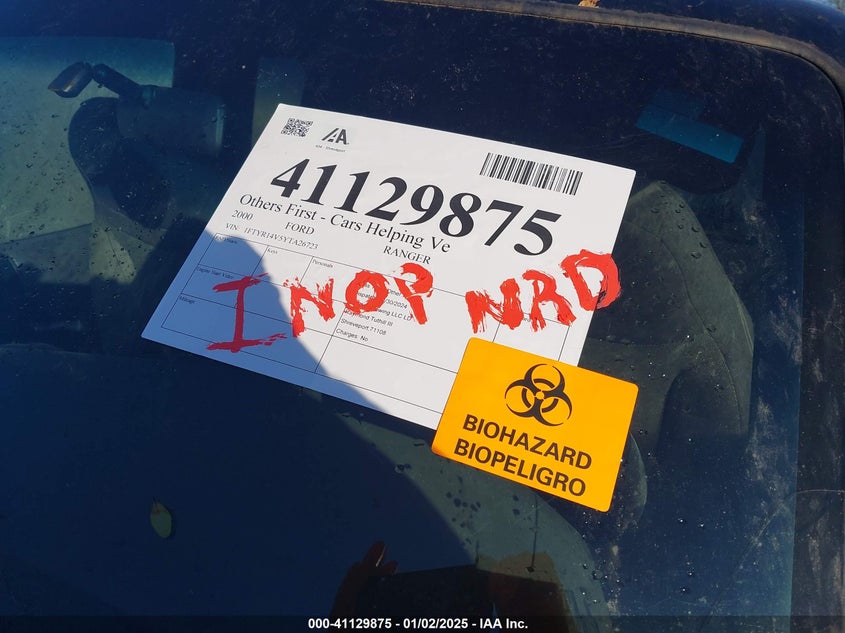 2000 Ford Ranger Xl/Xlt VIN: 1FTYR14V5YTA26723 Lot: 41129875