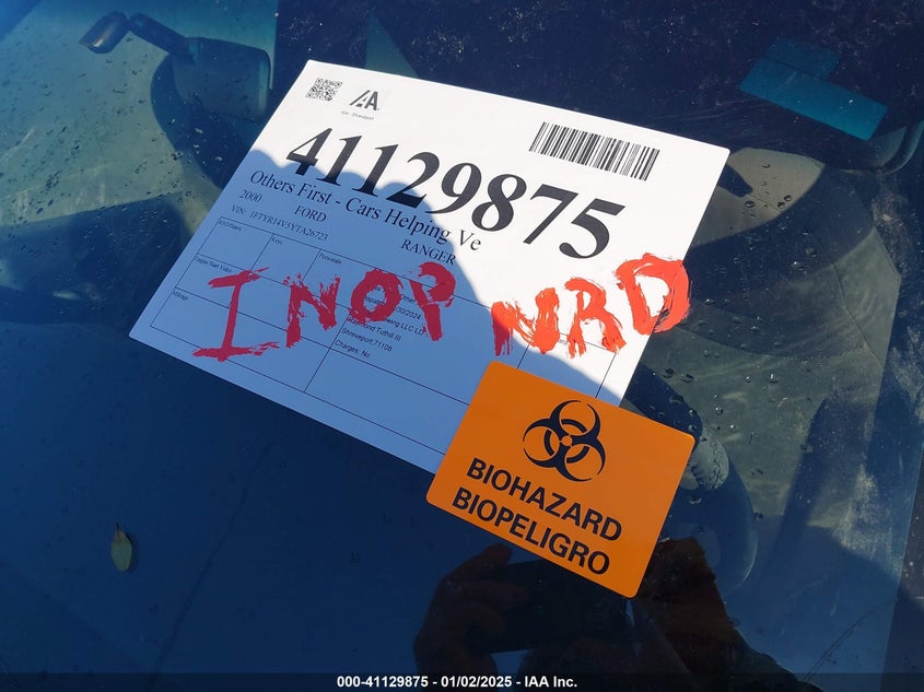 2000 Ford Ranger Xl/Xlt VIN: 1FTYR14V5YTA26723 Lot: 41129875