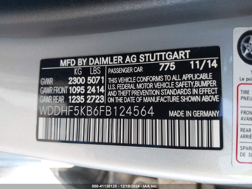 VIN WDDHF5KB6FB124564 2015 Mercedes-Benz E 350 no.9