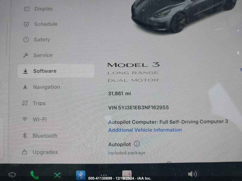 2022 Tesla Model 3 Long Range Dual Motor All-Wheel Drive VIN: 5YJ3E1EB3NF162955 Lot: 41130699