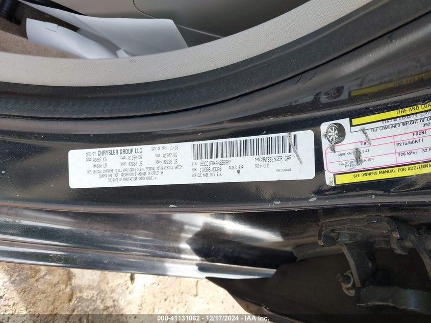 2010 DODGE AVENGER VIN: 1B3CC1FB4AN226907