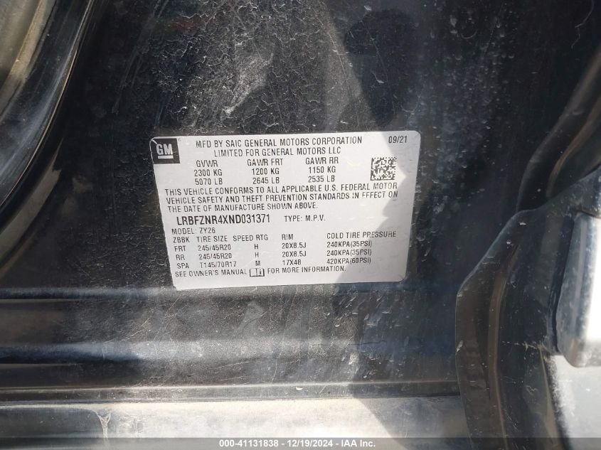 2022 Buick Envision Fwd Essence VIN: LRBFZNR4XND03137 Lot: 41131838