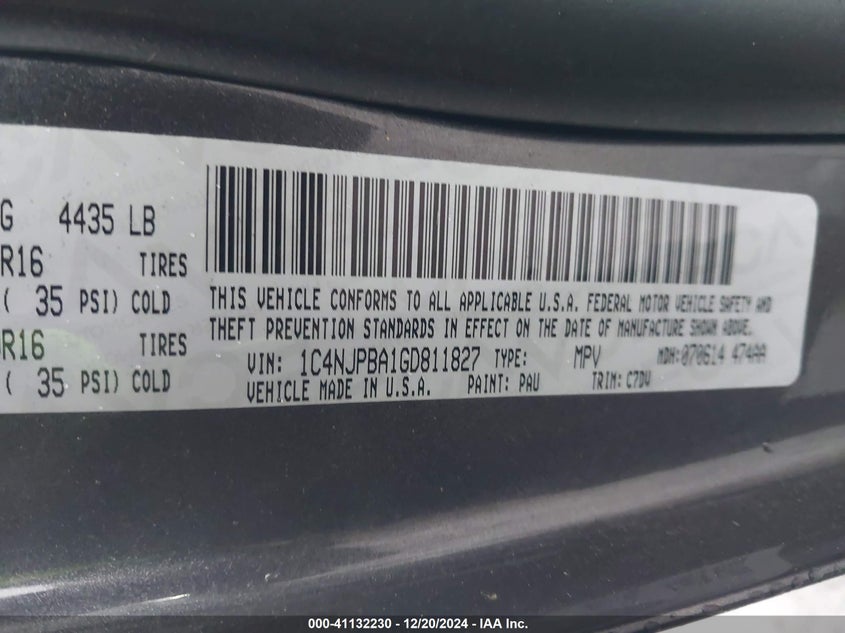 2016 JEEP PATRIOT SPORT - 1C4NJPBA1GD811827