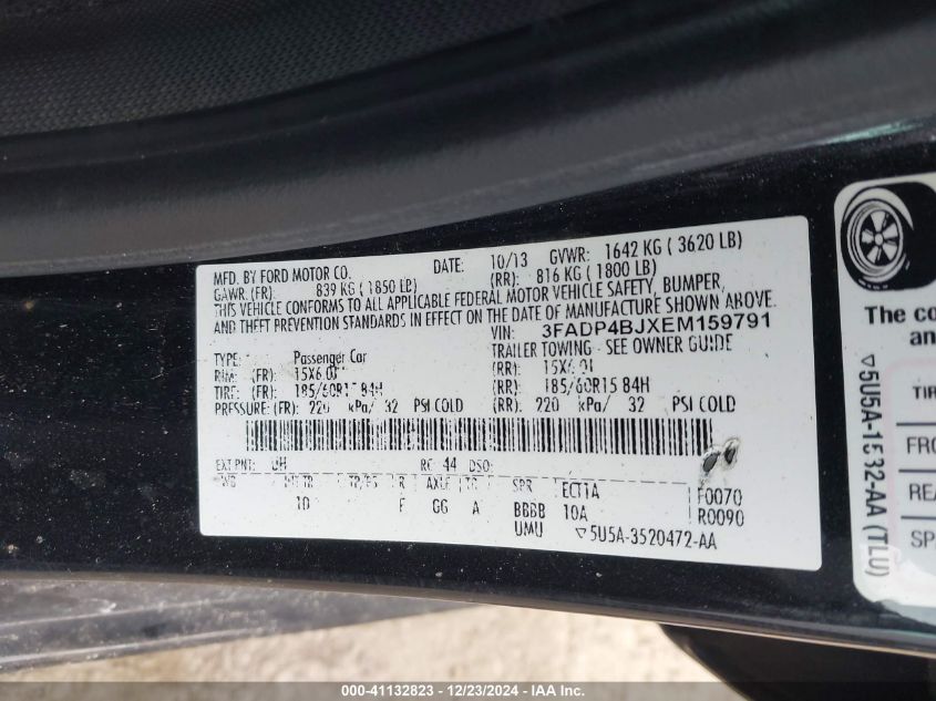 VIN 3FADP4BJXEM159791 2014 Ford Fiesta, SE no.9