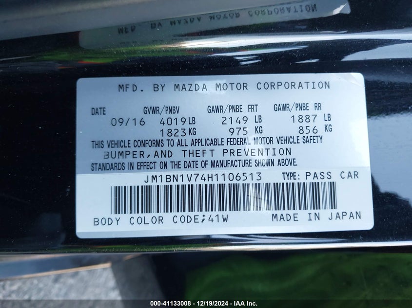 2017 MAZDA MAZDA3 TOURING - JM1BN1V74H1106513