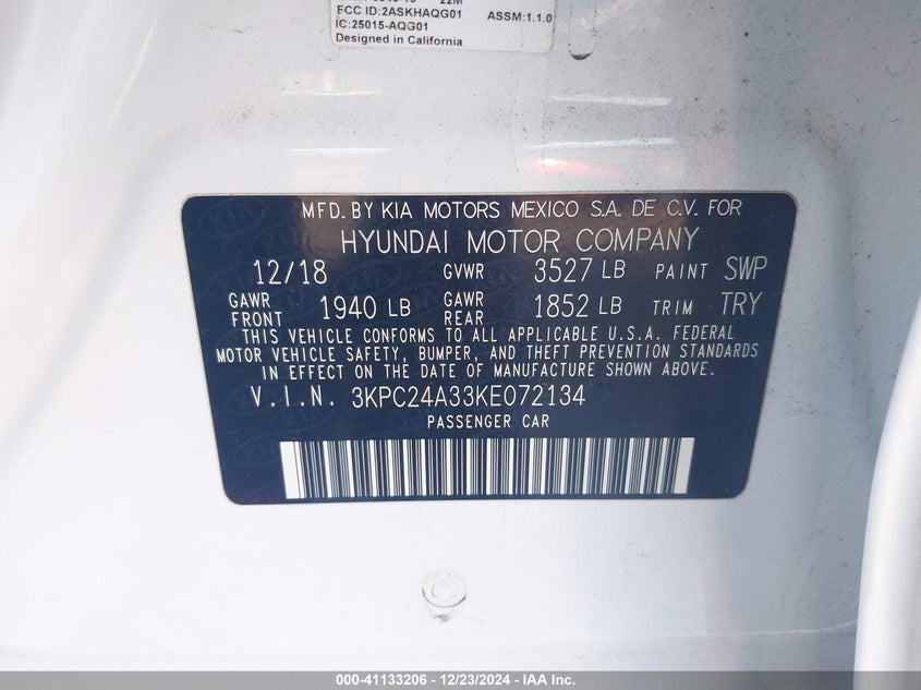 2019 HYUNDAI ACCENT SE - 3KPC24A33KE072134