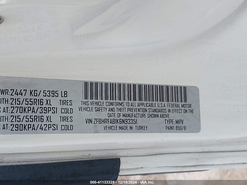 2019 RAM PROMASTER CITY TRADESMAN - ZFBHRFAB1K6N93351