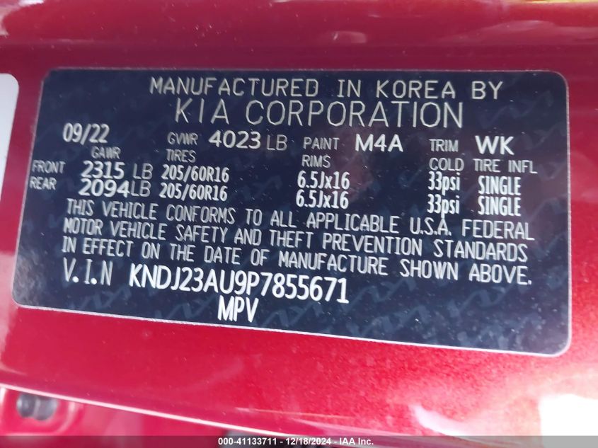 2023 KIA SOUL VIN: KNDJ23AU9P7855671