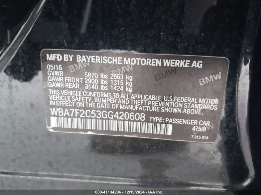 VIN WBA7F2C53GG420608 2016 BMW 7 Series, 750I Xdrive no.9