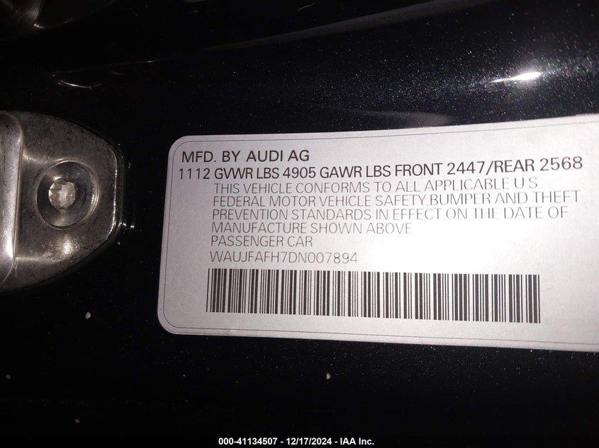 2013 Audi A5 2.0T Premium VIN: WAUJFAFH7DN007894 Lot: 41134507