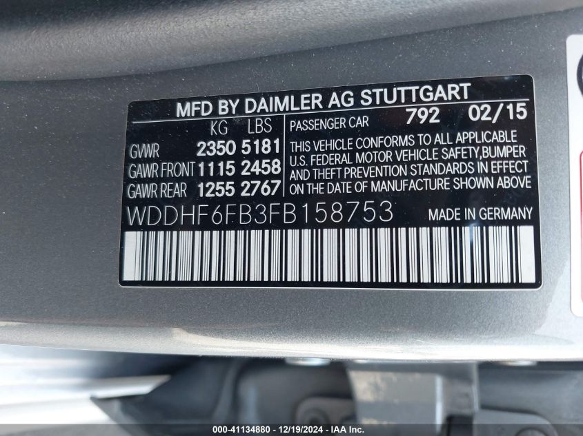 VIN WDDHF6FB3FB158753 2015 Mercedes-Benz E 400 no.9