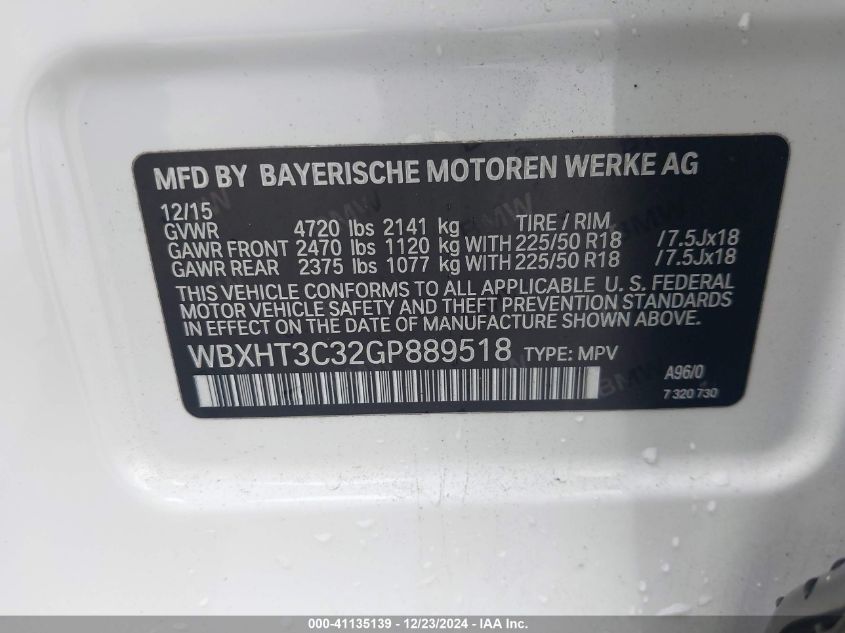 VIN WBXHT3C32GP889518 2016 BMW X1, Xdrive28I no.9