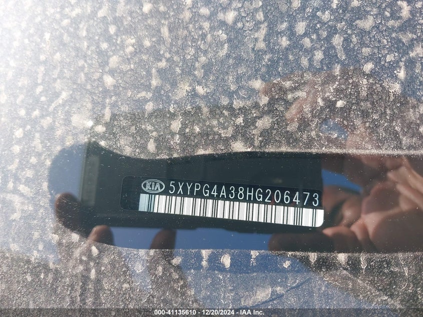 2017 Kia Sorento 2.4L Lx VIN: 5XYPG4A38HG206473 Lot: 41135610
