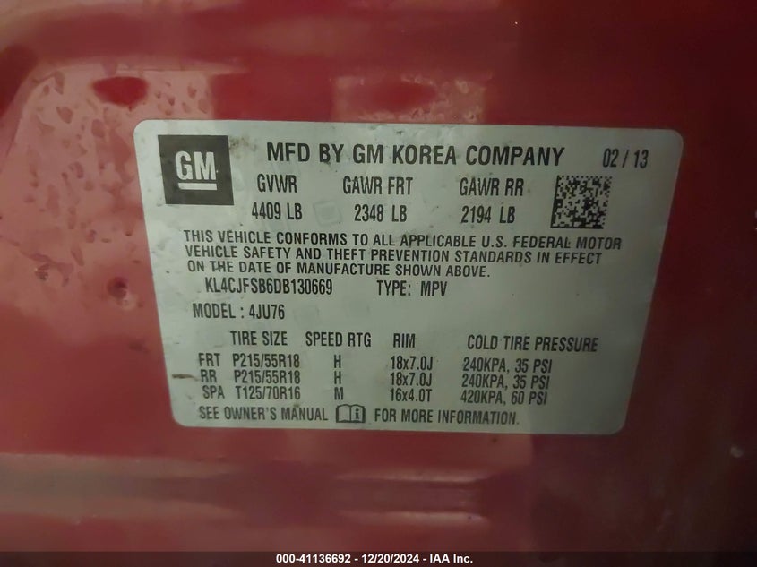 2013 BUICK ENCORE CONVENIENCE - KL4CJFSB6DB130669