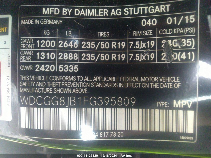 VIN WDCGG8JB1FG395809 2015 Mercedes-Benz GLK 350, 4... no.9