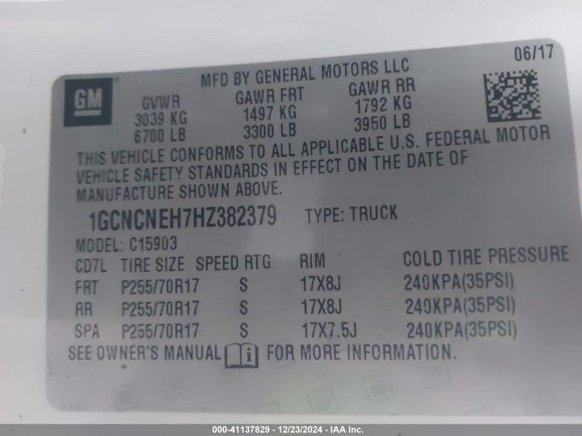 VIN 1GCNCNEH7HZ382379 2017 Chevrolet Silverado 1500... no.9