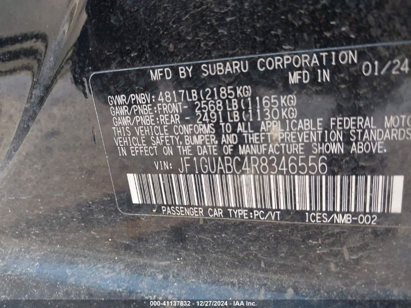 VIN JF1GUABC4R8346556 2024 SUBARU IMPREZA no.9