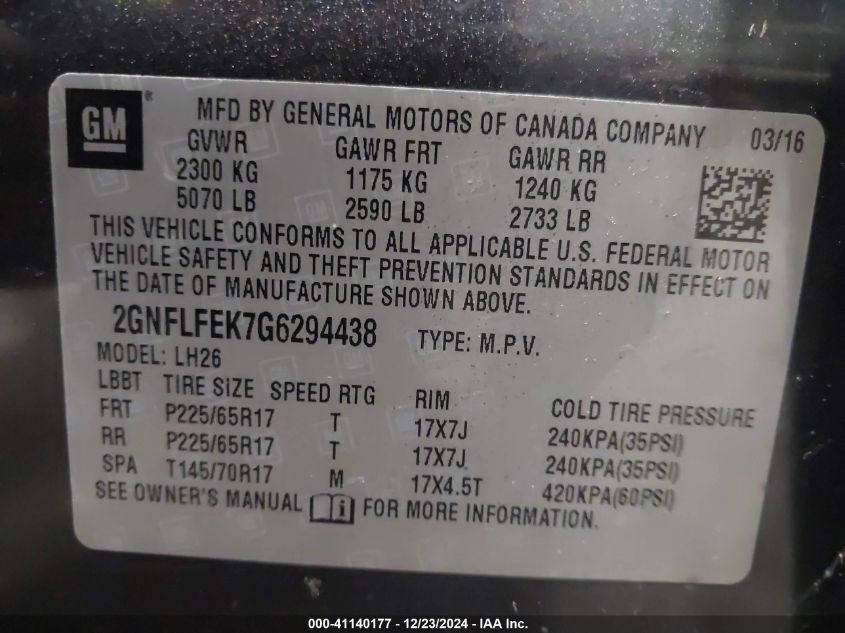 VIN 2GNFLFEK7G6294438 2016 CHEVROLET EQUINOX no.9