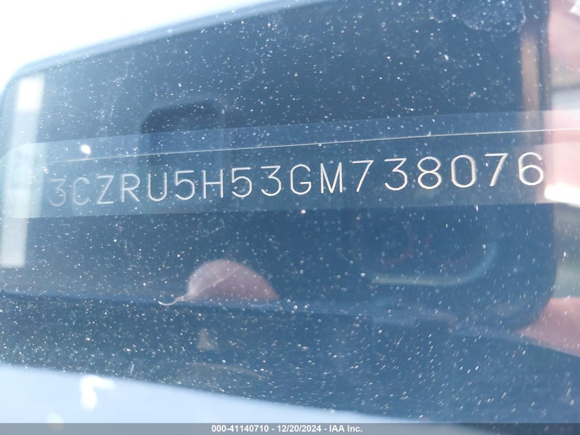 2016 HONDA HR-V VIN: 3CZRU5H53GM738076