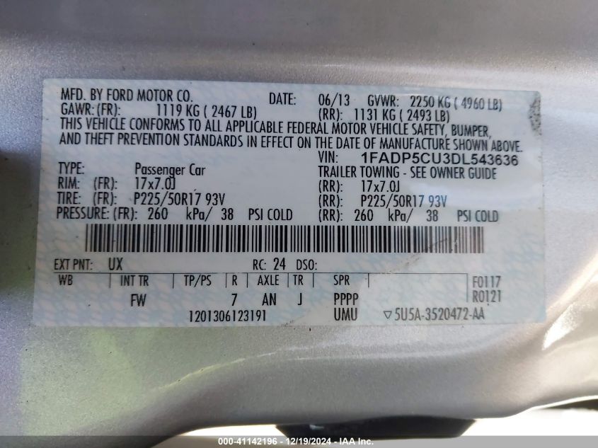 VIN 1FADP5CU3DL543636 2013 Ford C-Max, Energi Sel no.9