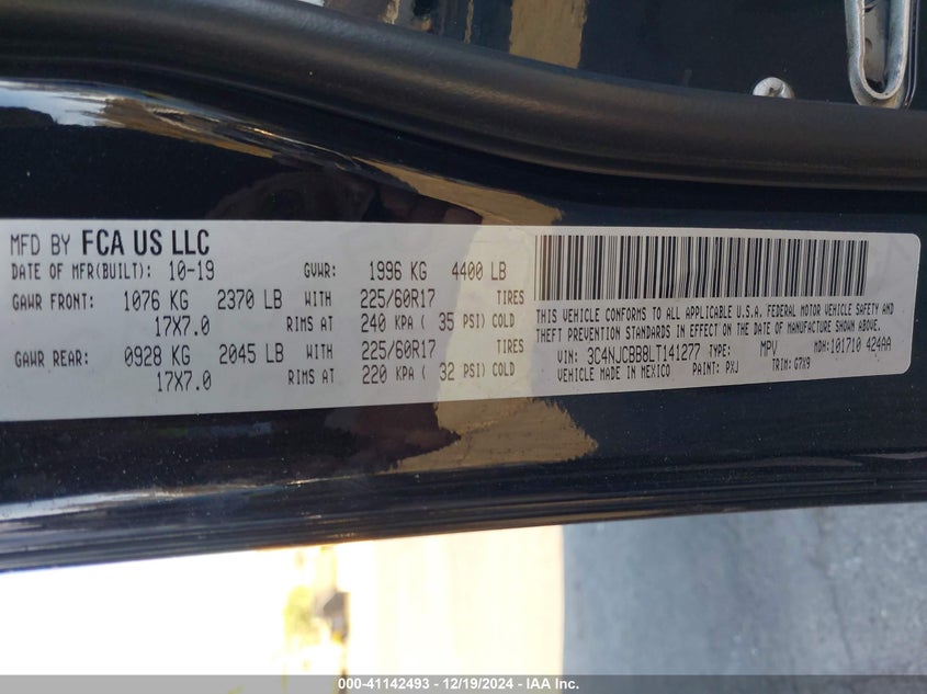 2020 JEEP COMPASS LATITUDE FWD - 3C4NJCBB8LT141277