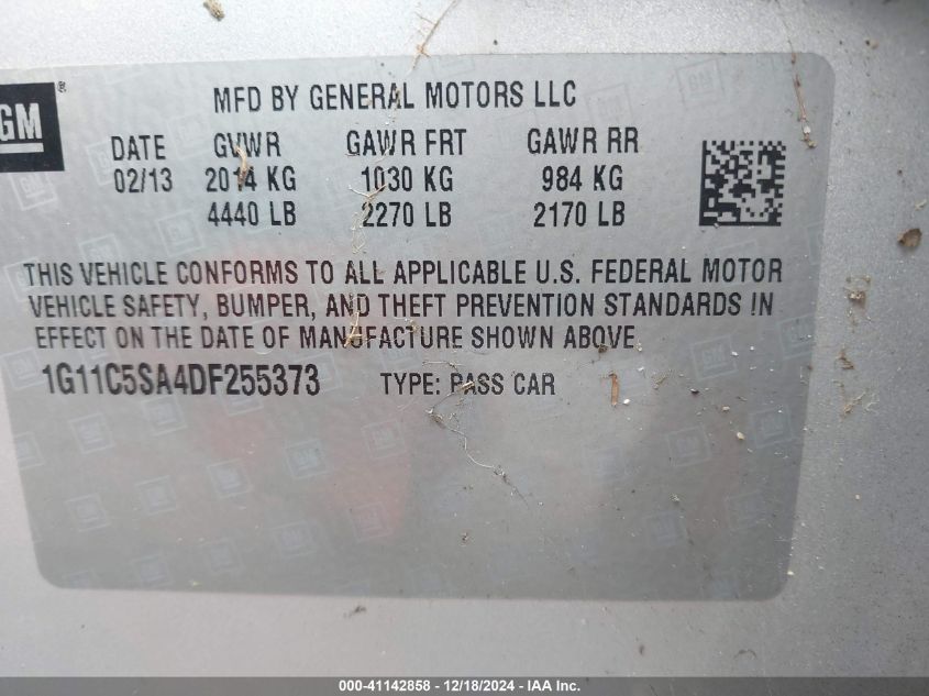 VIN 1G11C5SA4DF255373 2013 CHEVROLET MALIBU no.9