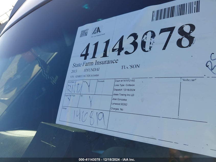 2013 HYUNDAI TUCSON GLS - KM8JU3AC5DU616466