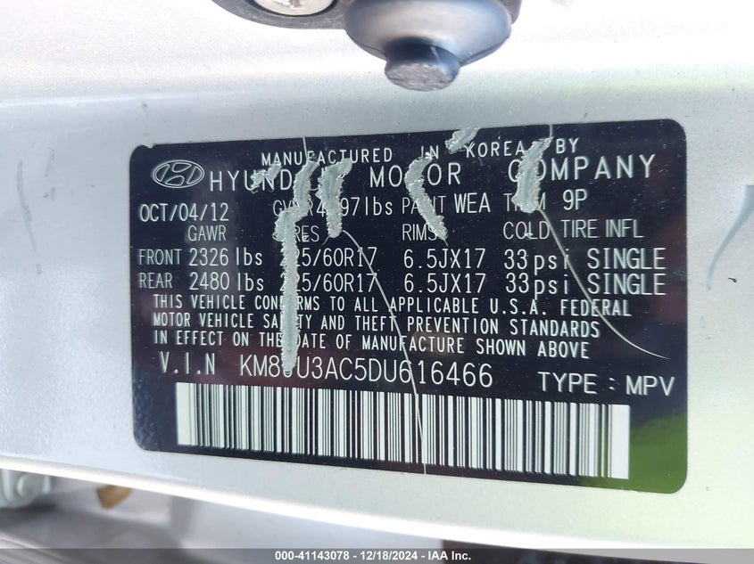 2013 HYUNDAI TUCSON GLS - KM8JU3AC5DU616466